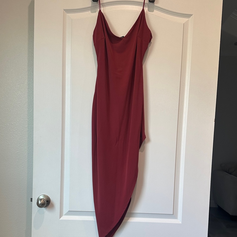 Elegant Red Asymmetrical Shimmery Dress